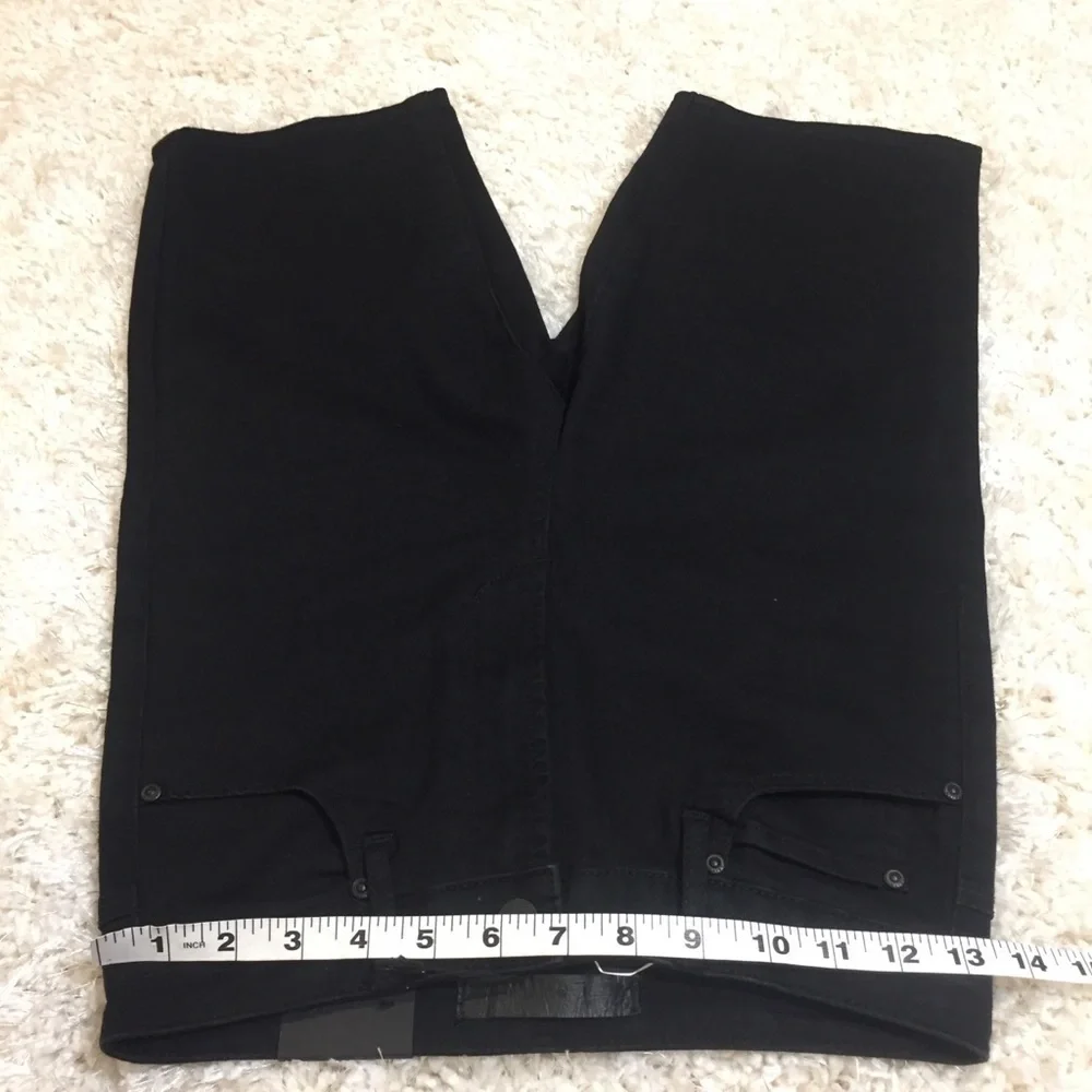 Leith High Rise Stretch Denim Long Biker Shorts 25